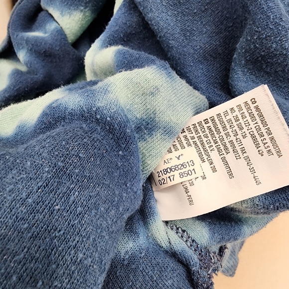 American Eagle Soft & Sexy Terry Pullover Sweatshirt Tie-dye Crew Neck Blue XL - Picture 10 of 10